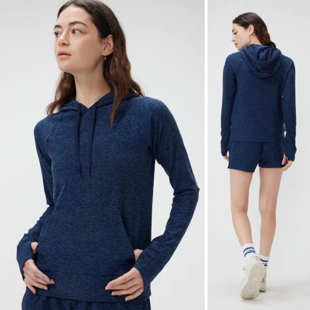 Outdoor Voices Hoodie CloudKnit All Day Lightweight Hoodie Navy Marl Size Medium